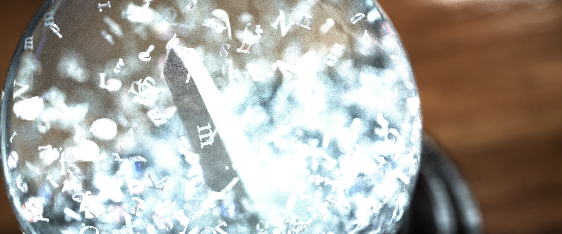 The Washington Monument inside, and the snow made of letters.